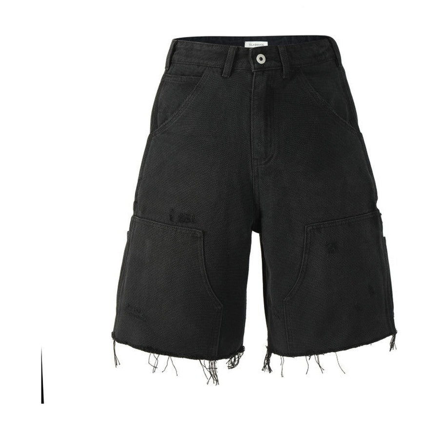 100% Cotton Breathable Loose Cargo Patch Pockets Mid Rise Denim Shorts main image