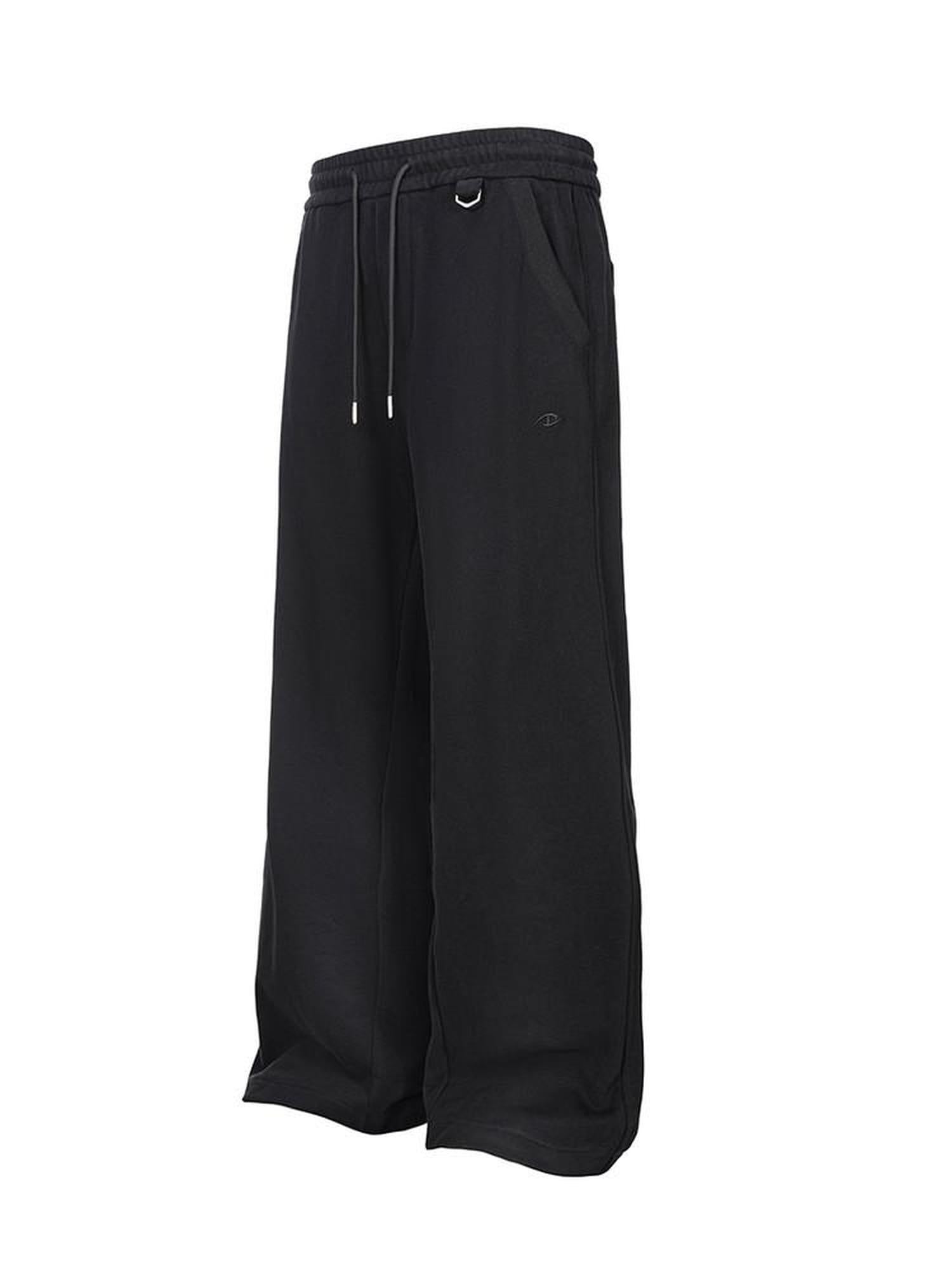 CATSSTAC Loose Mid Waist Trendy Sport Youth Solid Black Gray Straight Pants