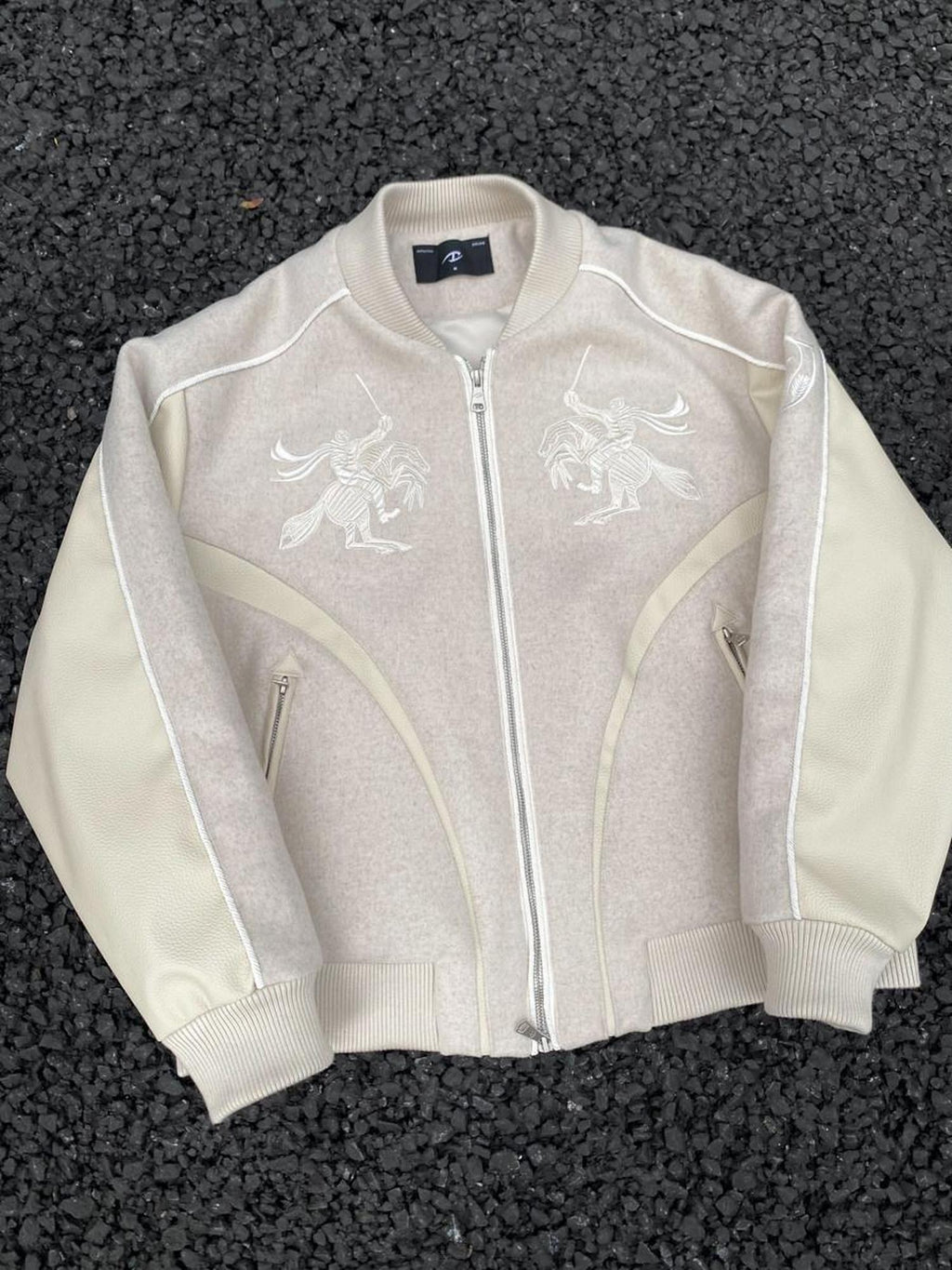 CATSSTAC Embroidered Loose Fit Casual Unisex Everyday Zipper Round Neck Jackets