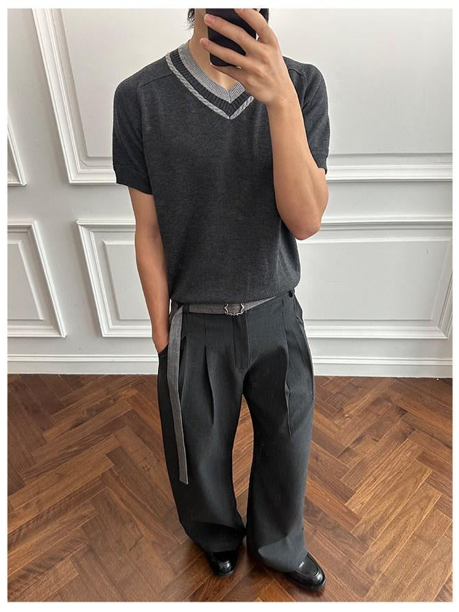 CATSSTAC Detachable Design Relaxed Loose Fit Casual Youth Dark Gray Ash Wide Leg Pants