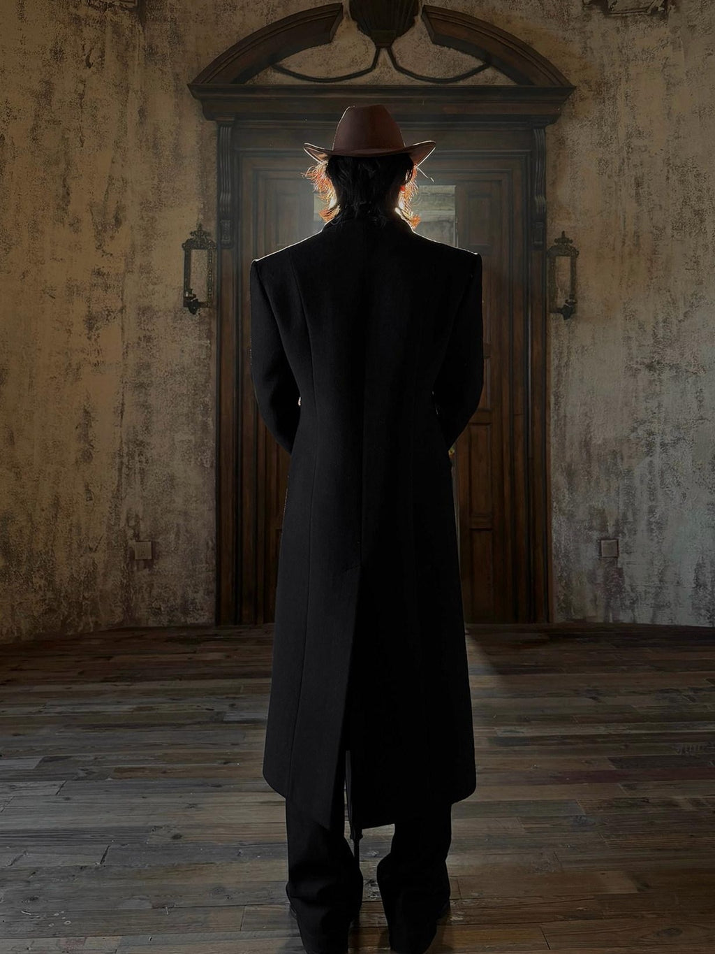 BALITONE Warm Wool Blend Embroidered Button Slim Long Unisex Urban Black Lapel Overcoats