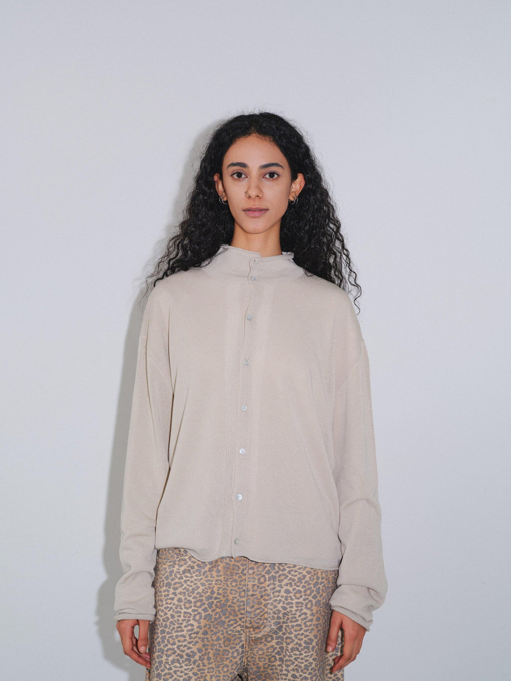 VLABMADE Soft Linen Blend Loose Fit Rolled Hem Unisex Cropped Knit Button Cardigans