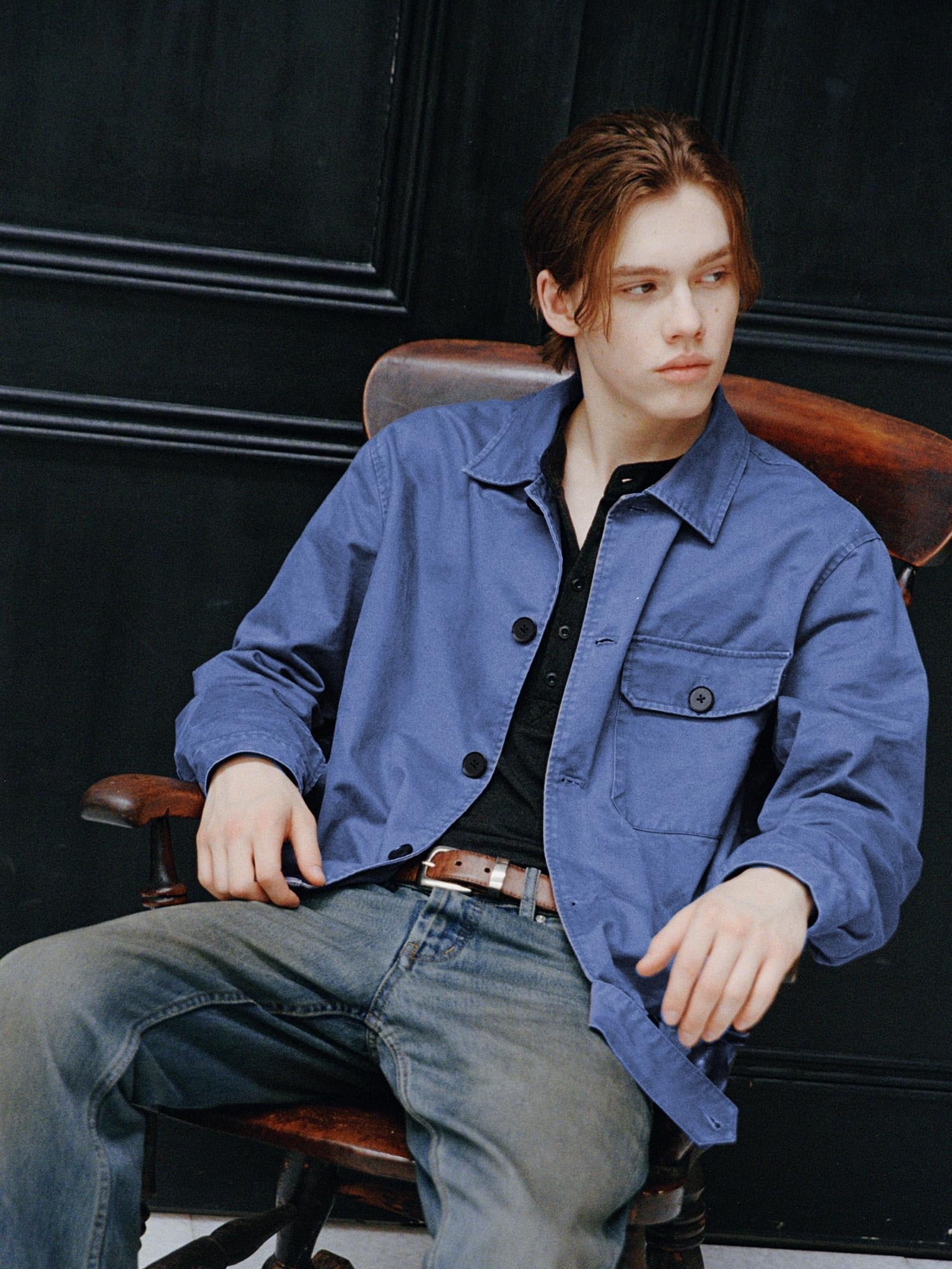 VLABMADE Washed Cotton Twill Loose Fit Pocket Short Length Elegant Unisex Overshirts