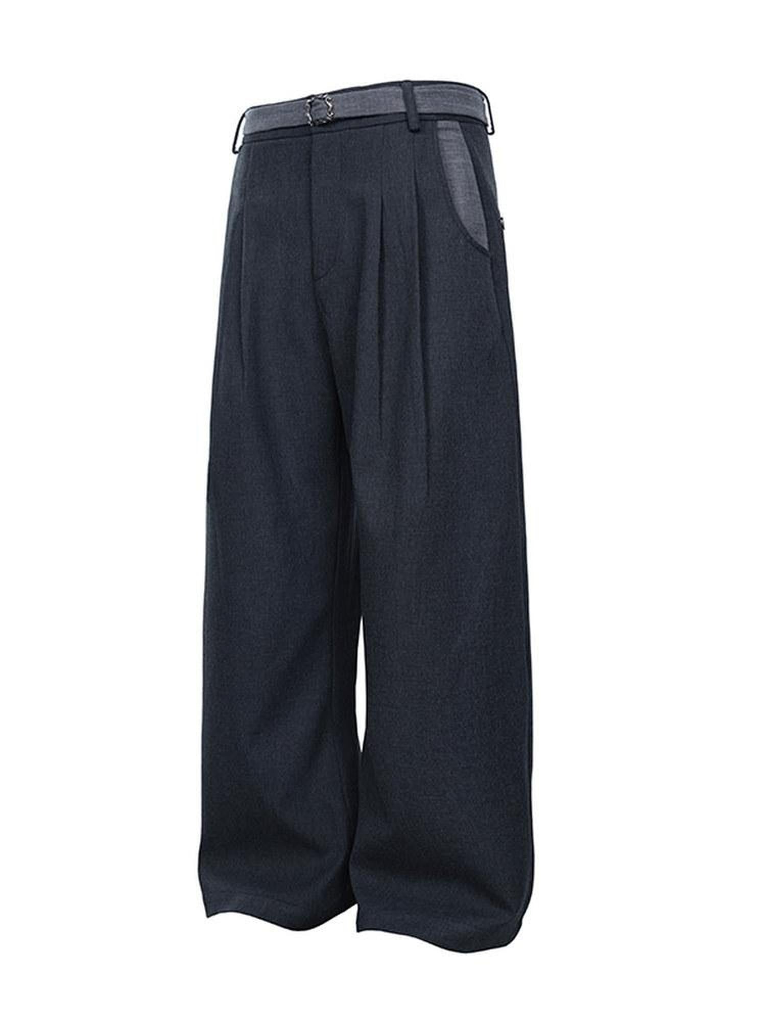 CATSSTAC Detachable Design Relaxed Loose Fit Casual Youth Dark Gray Ash Wide Leg Pants