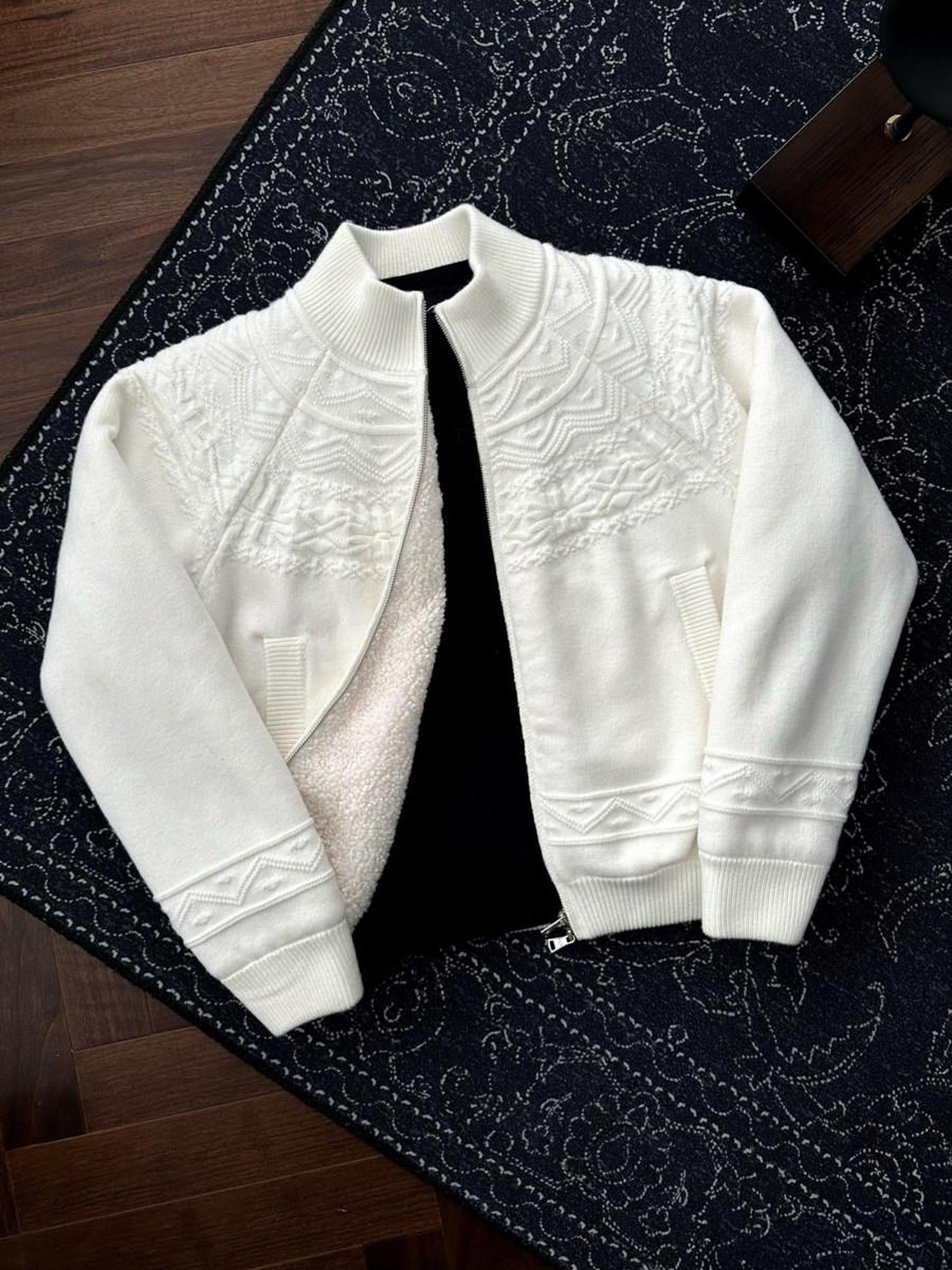 CATSSTAC Fleece Lined Minimalist Loose Fit Baseball Collar Unisex Casual Cardigans