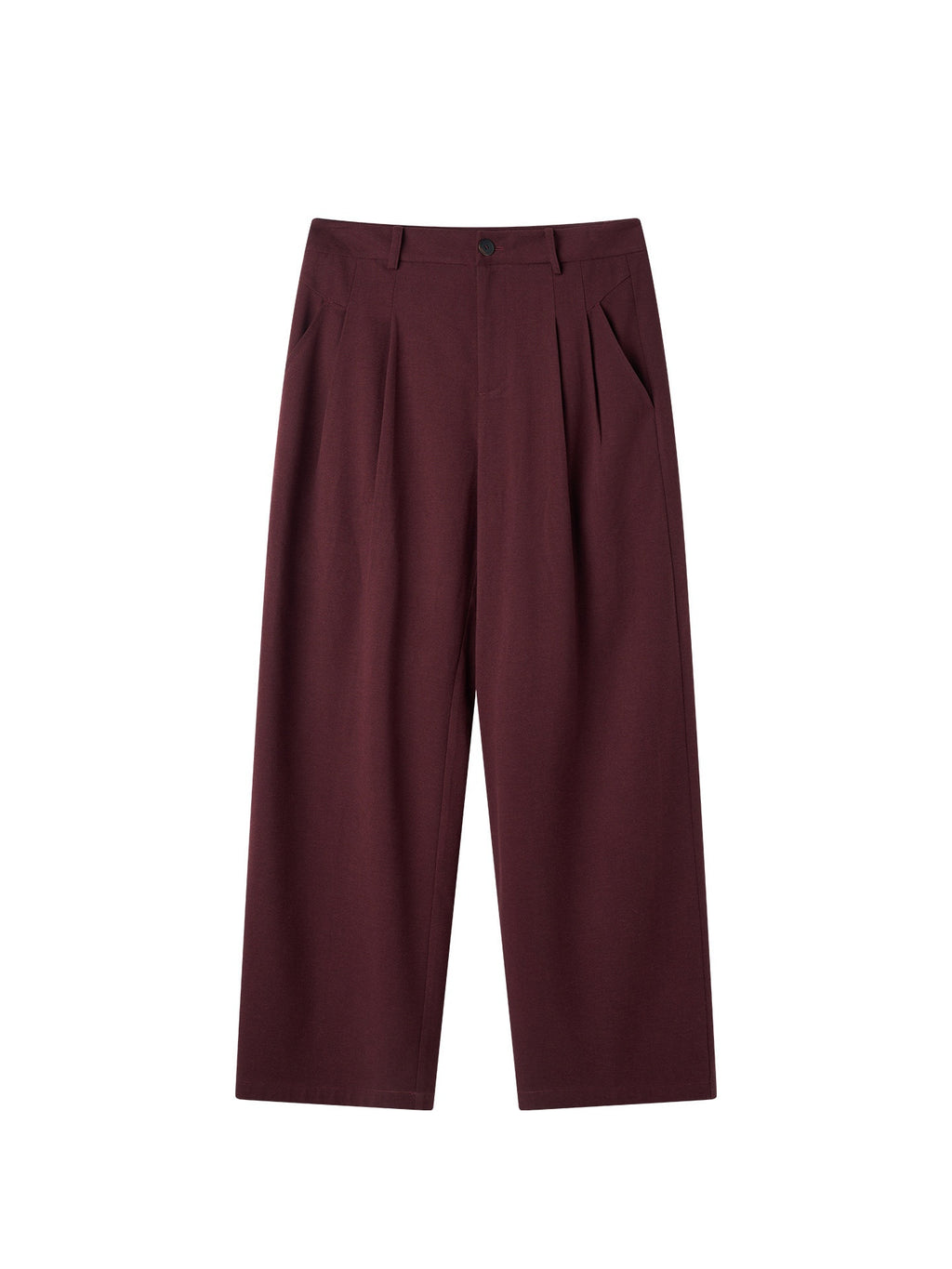 BALITONE_No_Iron_Straight_Cut_Mid_Rise_Dark_Wine_Polyester_Straight-Leg_Casual_Trousers_MISSTT
