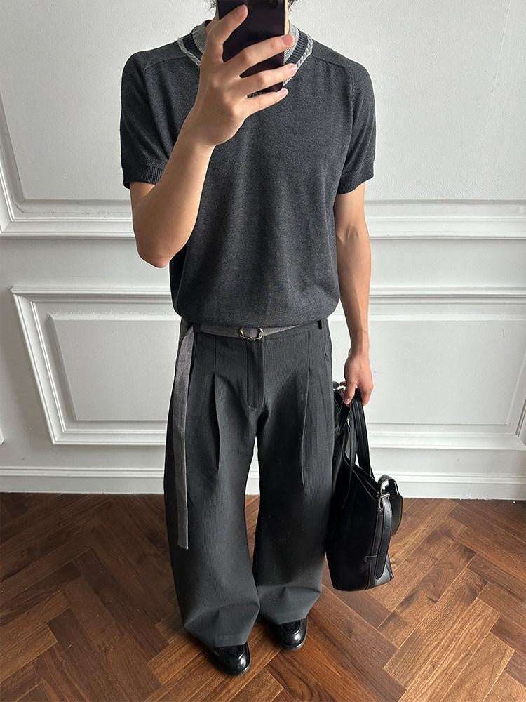 CATSSTAC Detachable Design Relaxed Loose Fit Casual Youth Dark Gray Ash Wide Leg Pants