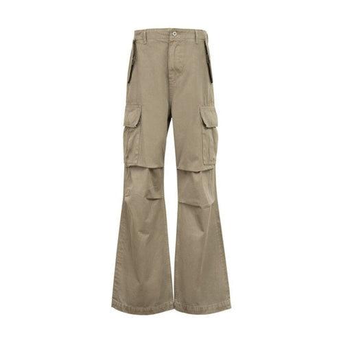 100% Cotton Loose Straight Zipper Distressed Khaki Casual Classic Cargo Pants main image