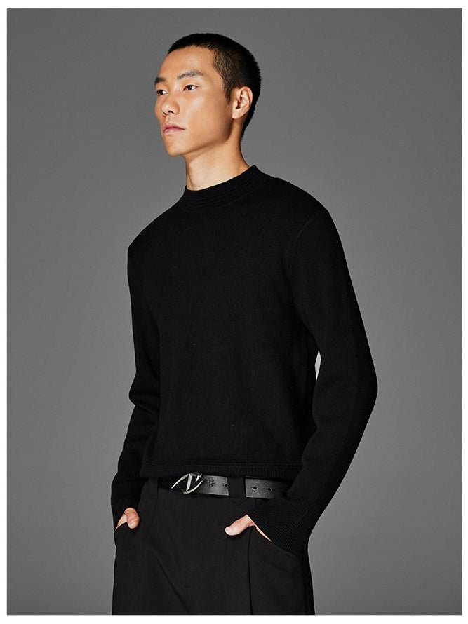 CATSSTAC Soft Loose Mock Neck Warm Casual Unisex Knit Black Gray Sweaters