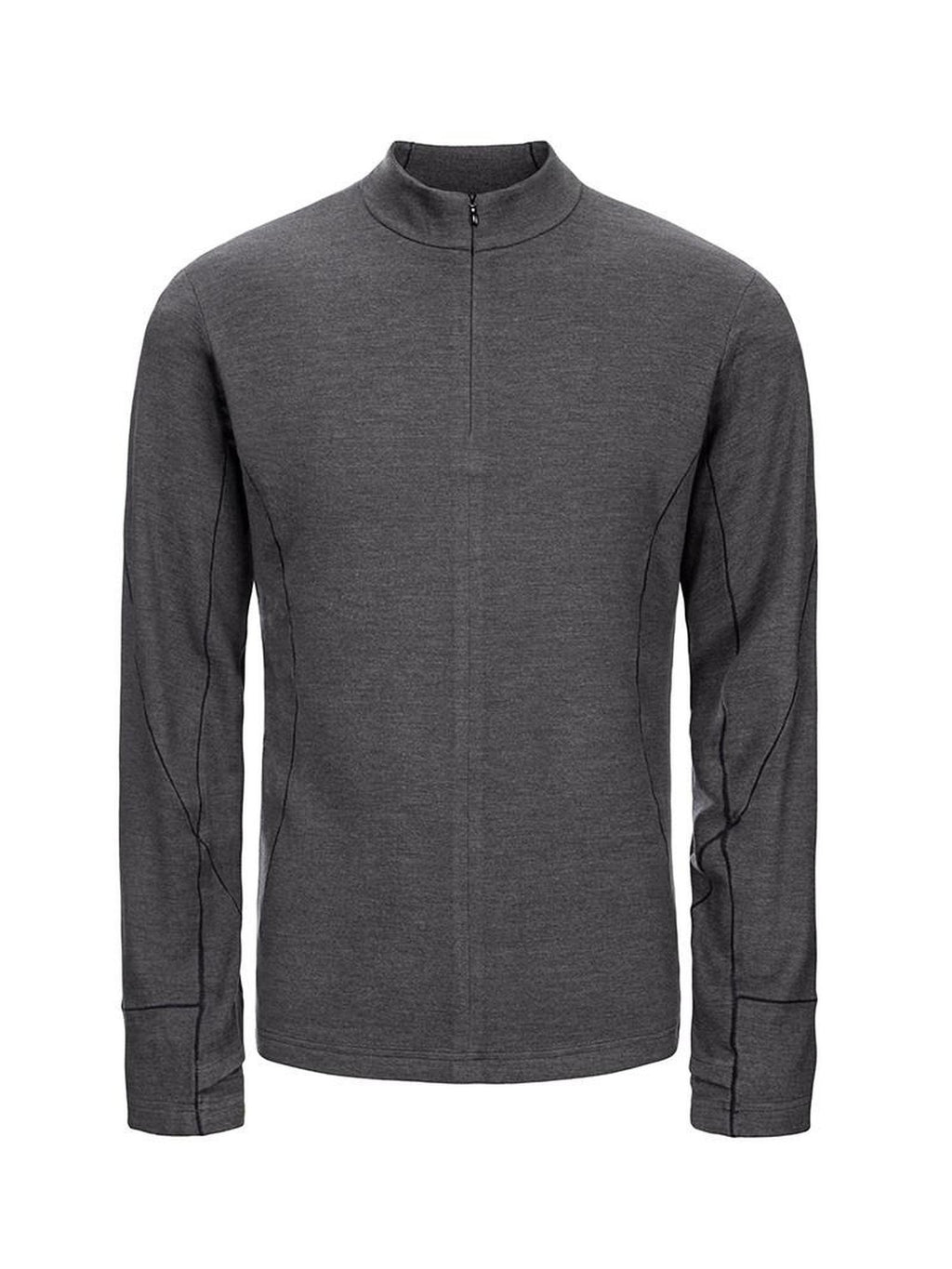 CATSSTAC Thermal Zip Stand Collar Oversized Casual Unisex Black Grey Long Sleeve T-Shirts