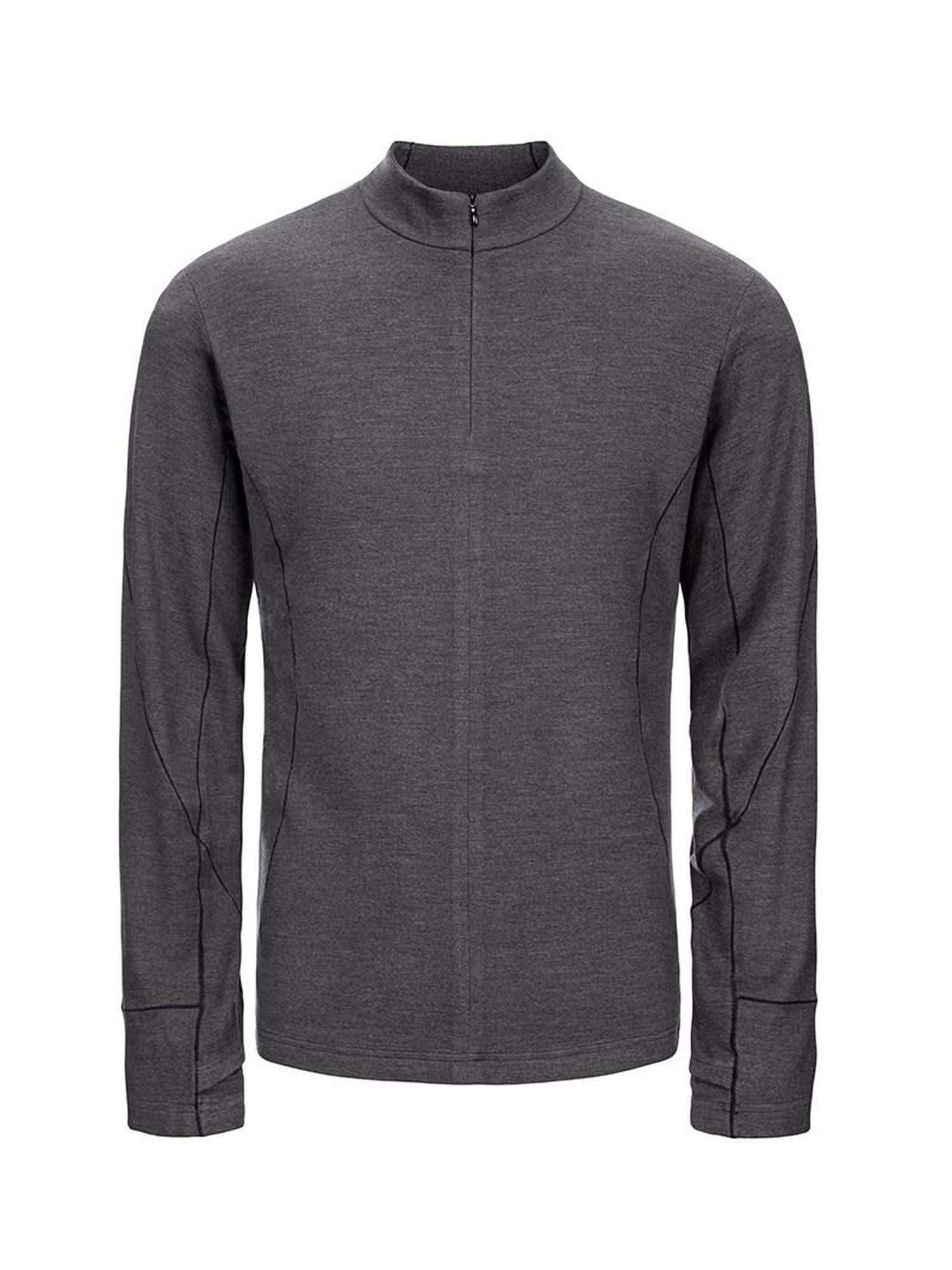 CATSSTAC Thermal Zip Stand Collar Oversized Casual Unisex Black Grey Long Sleeve T-Shirts
