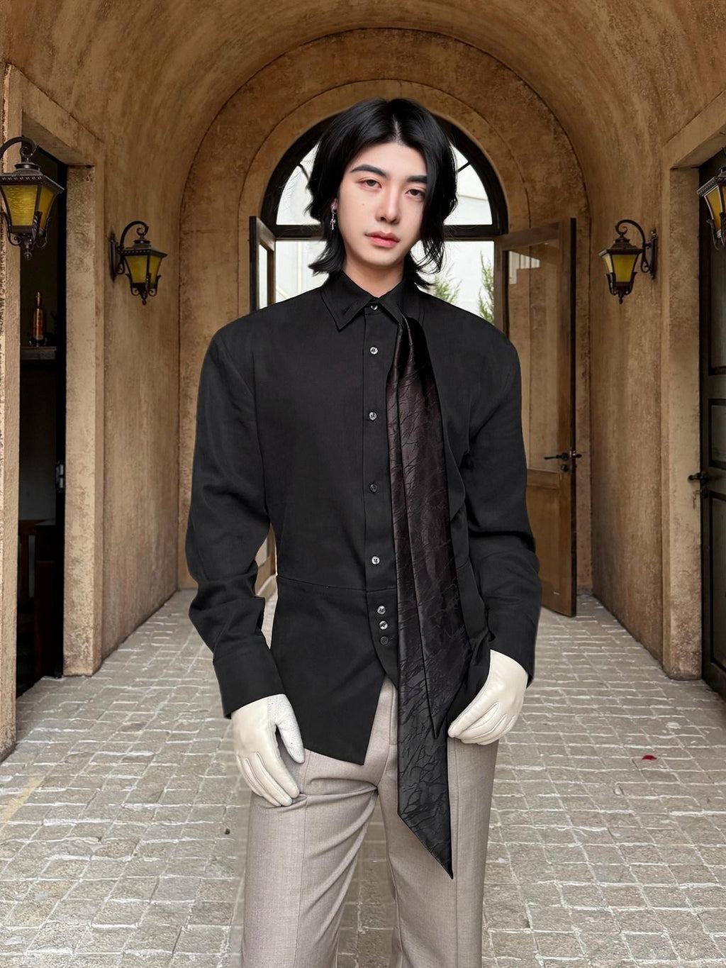 BALITONE Lyocell Linen Slim Waist 3D Tailored British Unisex Casual Long Sleeve Shirts