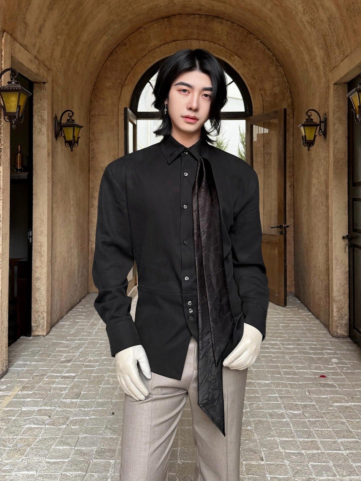 BALITONE Lyocell Linen Slim Waist 3D Tailored British Unisex Casual Long Sleeve Shirts