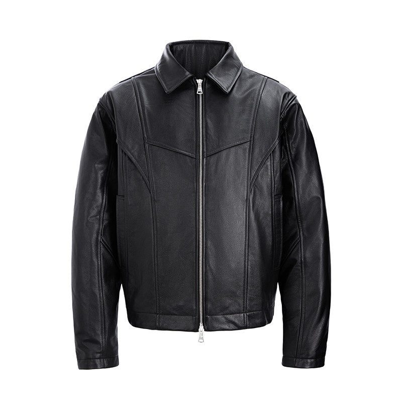 CATSSTAC_Black_Faux_Fur_Lapel_Collar_Youthful_Energetic_Regular_Fit_Leather_Jackets_MISSTT