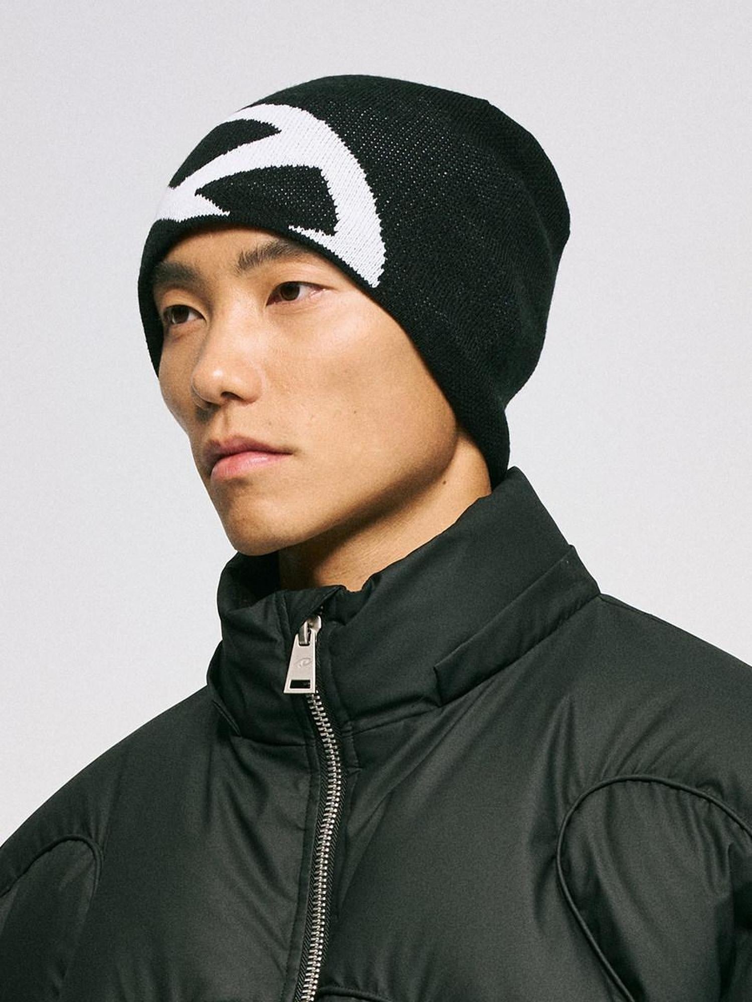 CATSSTAC Soft Knit Yarn Lettered Casual Round Top Unisex One Size Black Gray Beanies