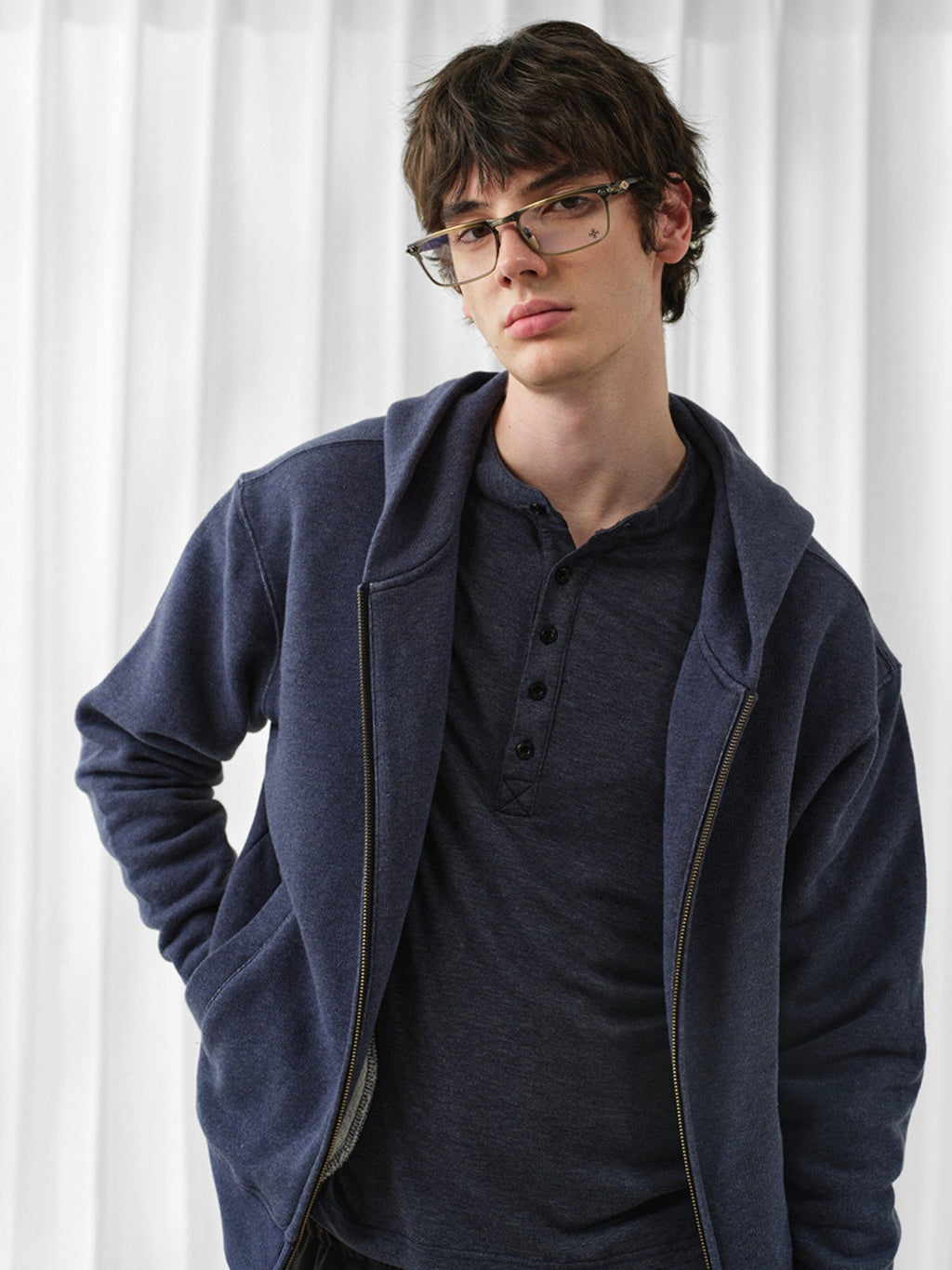 VLABMADE Wrinkle Free Lyocell Wool Relaxed Henley Unisex Citywalk Long Sleeve T-Shirts