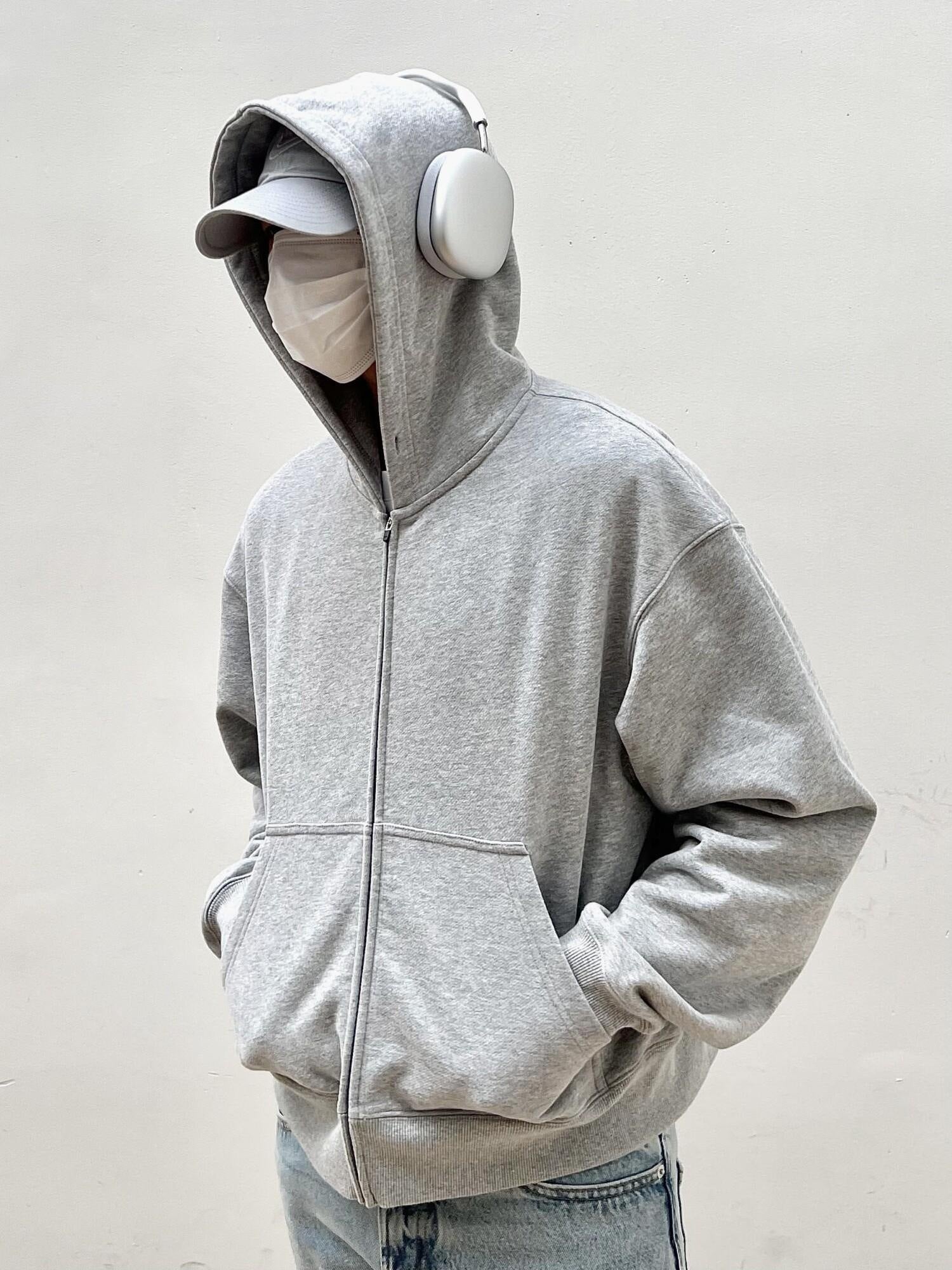 VLABMADE Thick Brushed Cotton Loose Cropped Hooded Patch Pockets Women Zip Hoodies