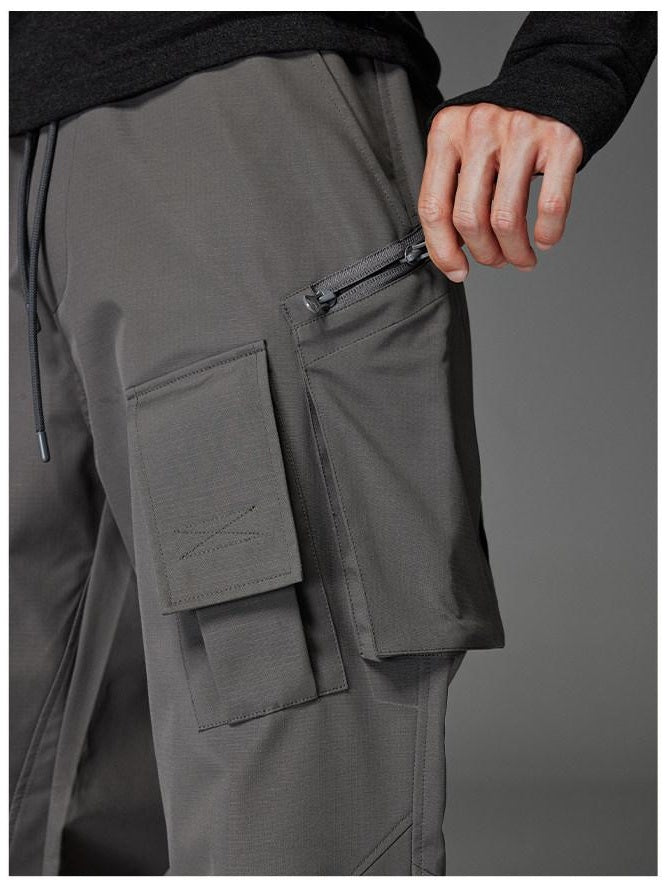 CATSSTAC Comfortable Relaxed Straight Wide Leg Casual Daily Youth Black Gray Shell Pants