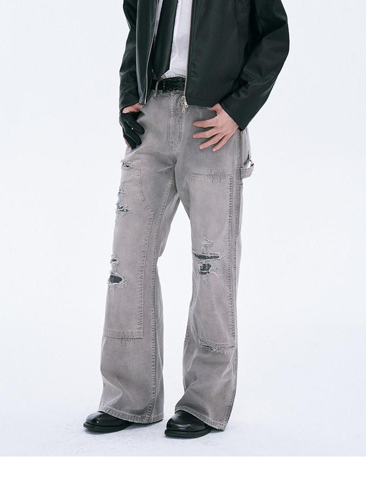 CATSSTAC Grey Mid Rise No Stretch Relaxed Straight Youth Sizes M L Xl 2Xl Straight Pants