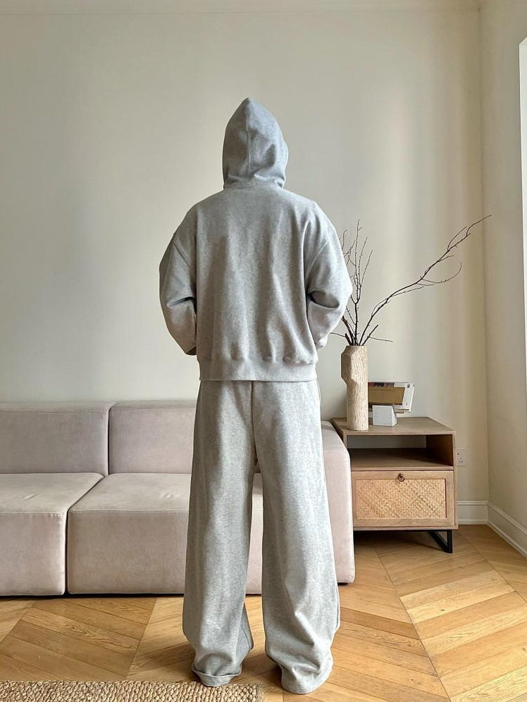 VLABMADE Cozy Brushed Fleece Relaxed Mid Rise Straight Pockets Home Cotton Sweatpants