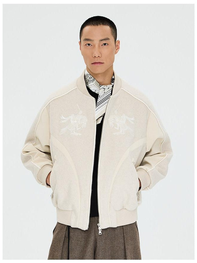 CATSSTAC Embroidered Loose Fit Casual Unisex Everyday Zipper Round Neck Jackets