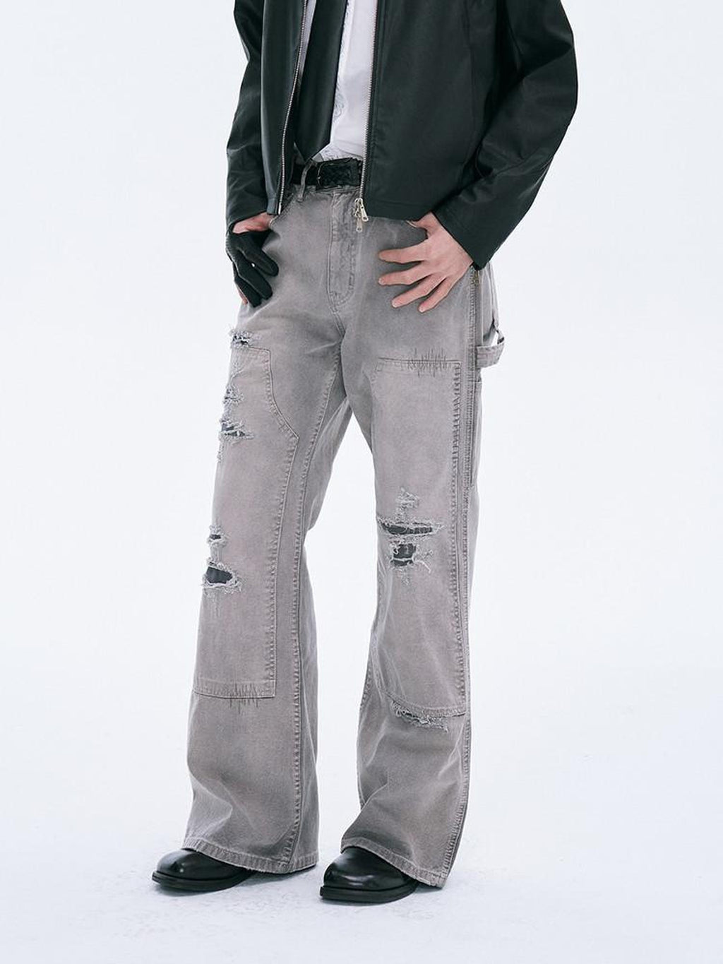 CATSSTAC Grey Mid Rise No Stretch Relaxed Straight Youth Sizes M L Xl 2Xl Straight Pants