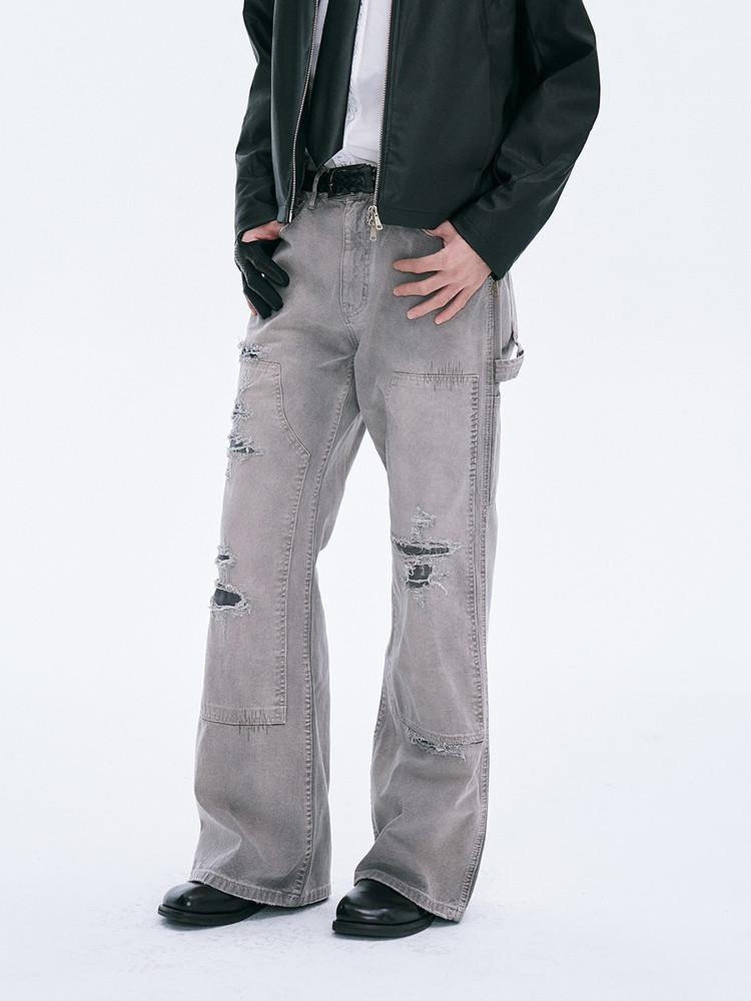 CATSSTAC Grey Mid Rise No Stretch Relaxed Straight Youth Sizes M L Xl 2Xl Straight Pants