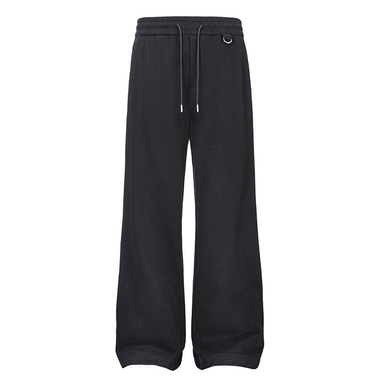 CATSSTAC Loose Mid Waist Trendy Sport Youth Solid Black Gray Straight Pants