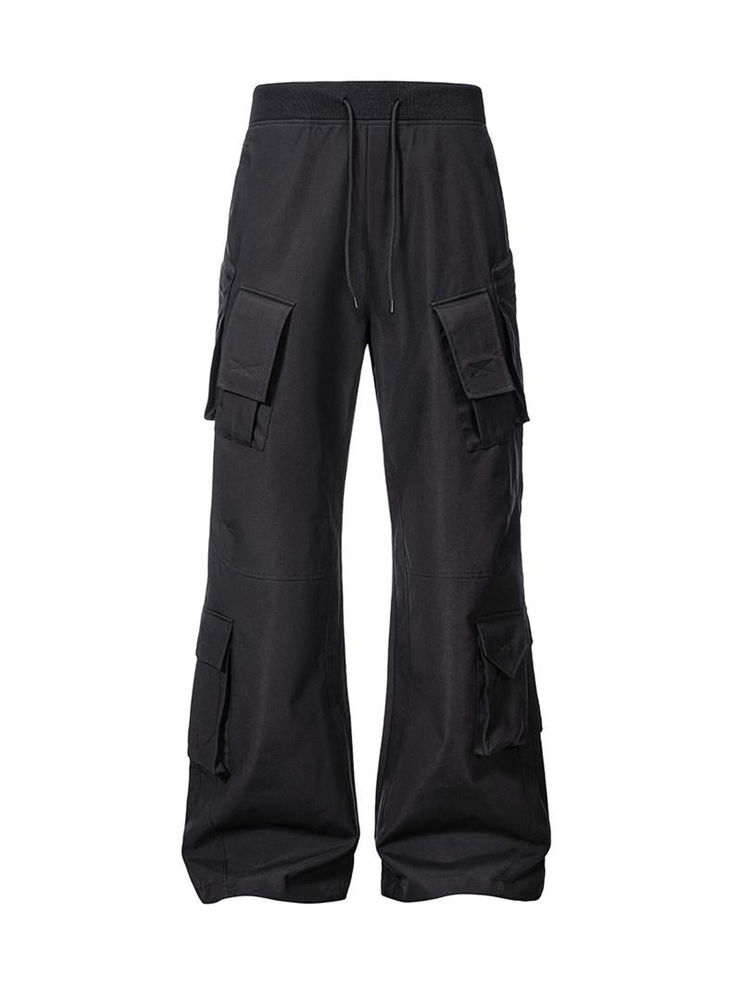 CATSSTAC Comfortable Relaxed Straight Wide Leg Casual Daily Youth Black Gray Shell Pants