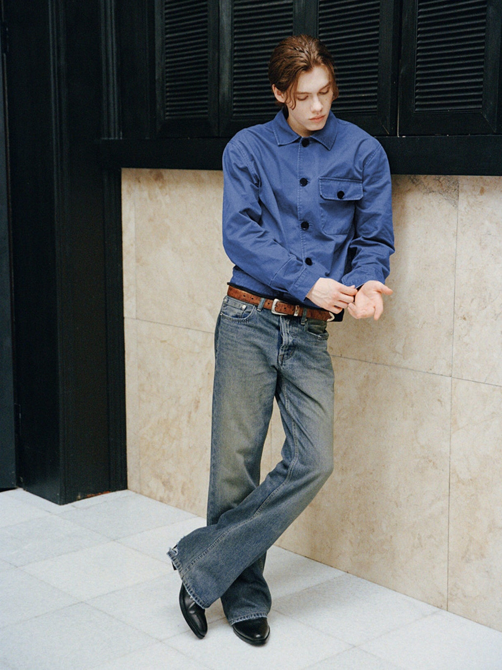 VLABMADE Washed Cotton Twill Loose Fit Pocket Short Length Elegant Unisex Overshirts