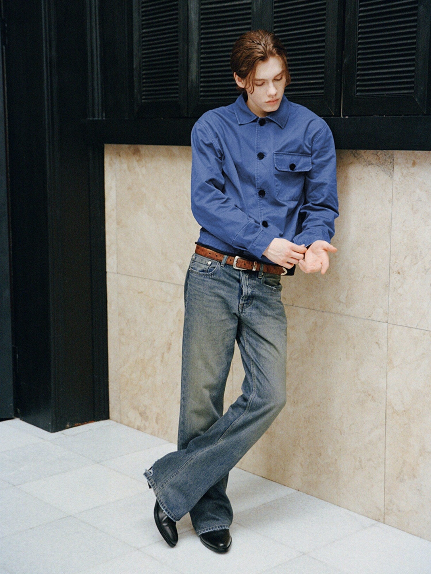 VLABMADE Washed Cotton Twill Loose Fit Pocket Short Length Elegant Unisex Overshirts
