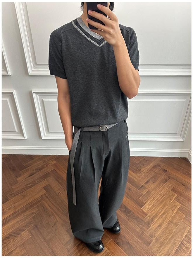 CATSSTAC Detachable Design Relaxed Loose Fit Casual Youth Dark Gray Ash Wide Leg Pants
