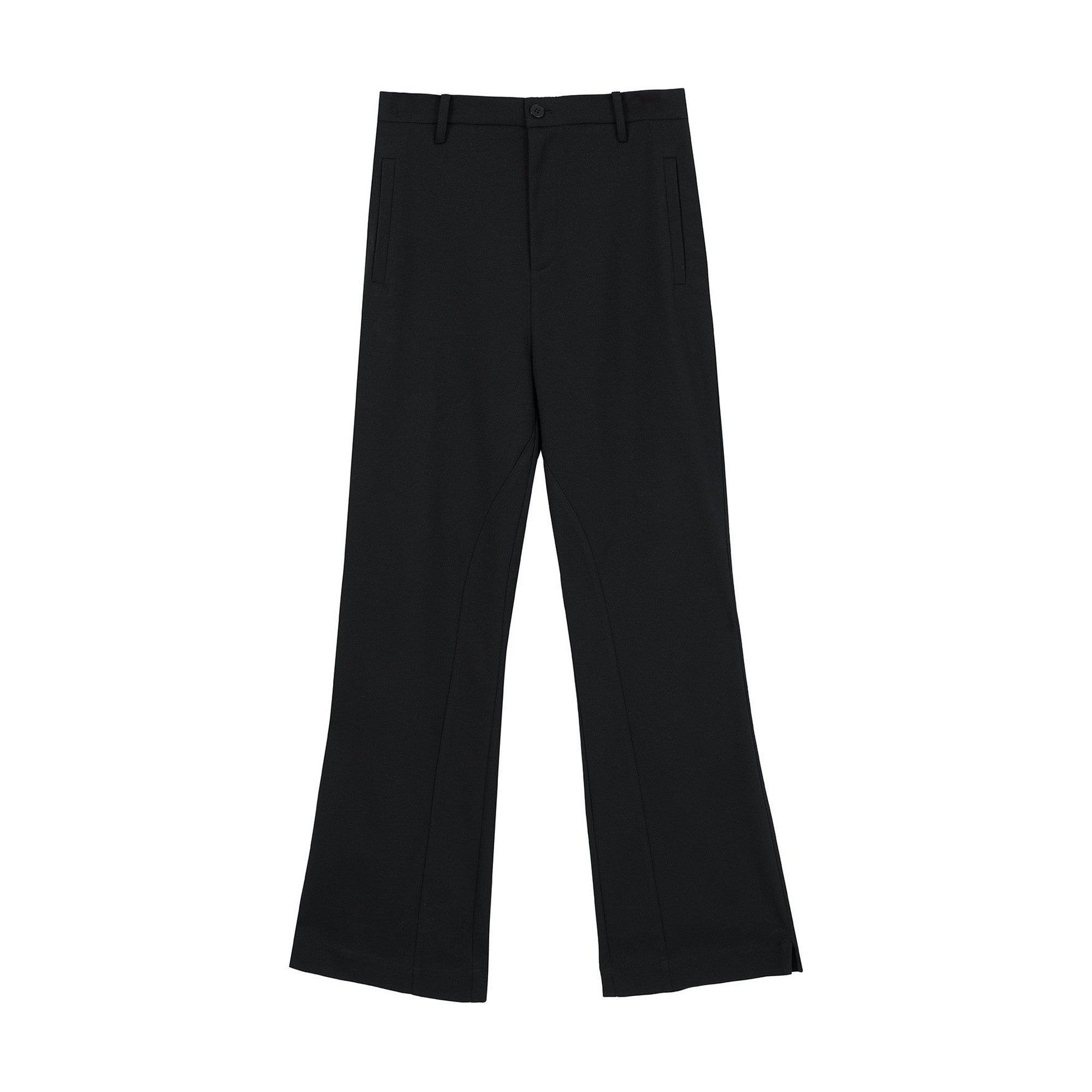 3D Tailored Cleanfit Straight Mid Waist Men Casual Black Flared Trousers main image