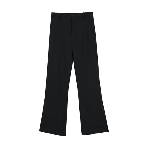 3D Tailored Cleanfit Straight Mid Waist Men Casual Black Flared Trousers main image
