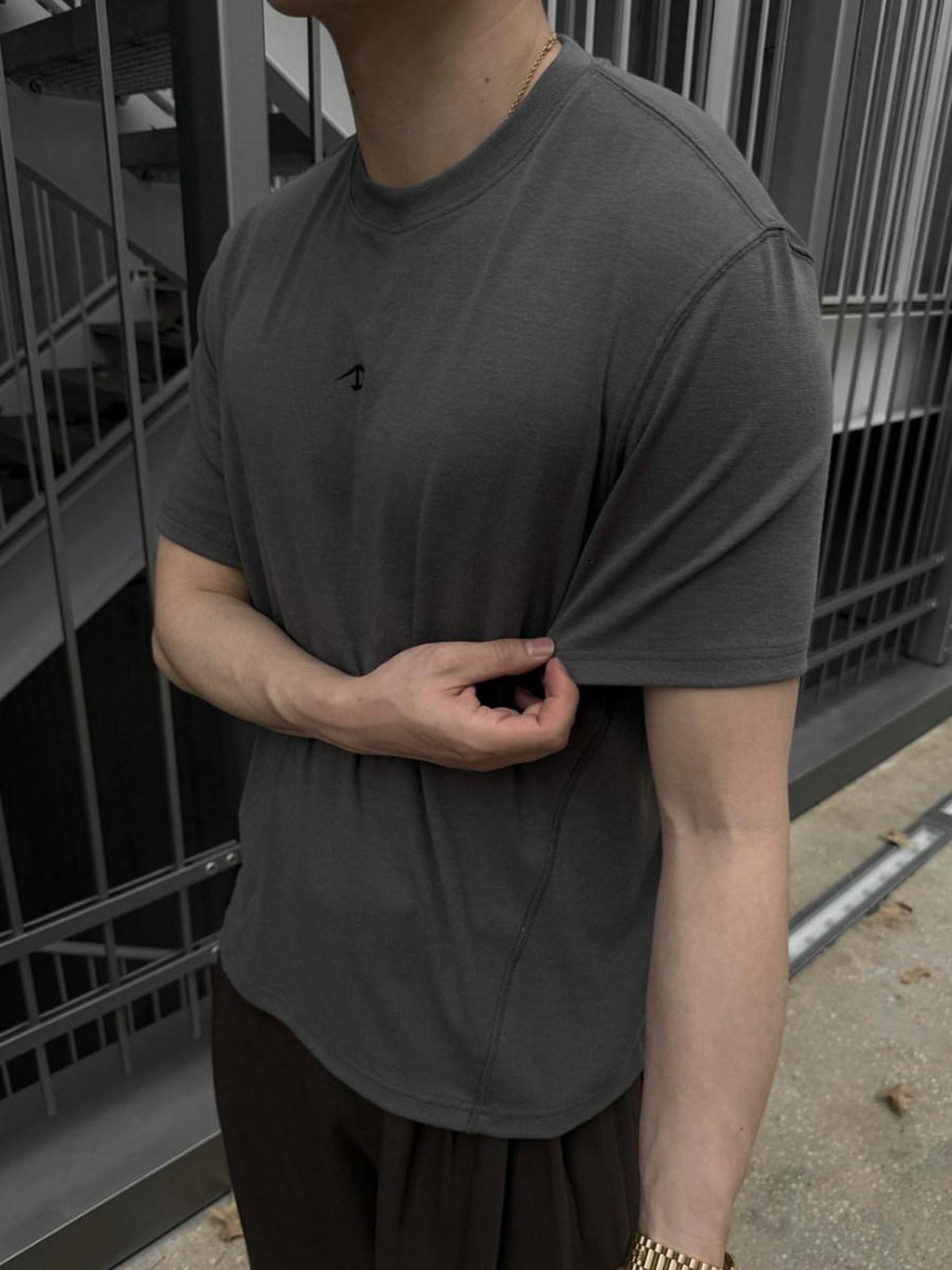 CATSSTAC High Stretch Loose Fit Crew Neck Unisex Casual Black Gray Short Sleeve T-Shirts