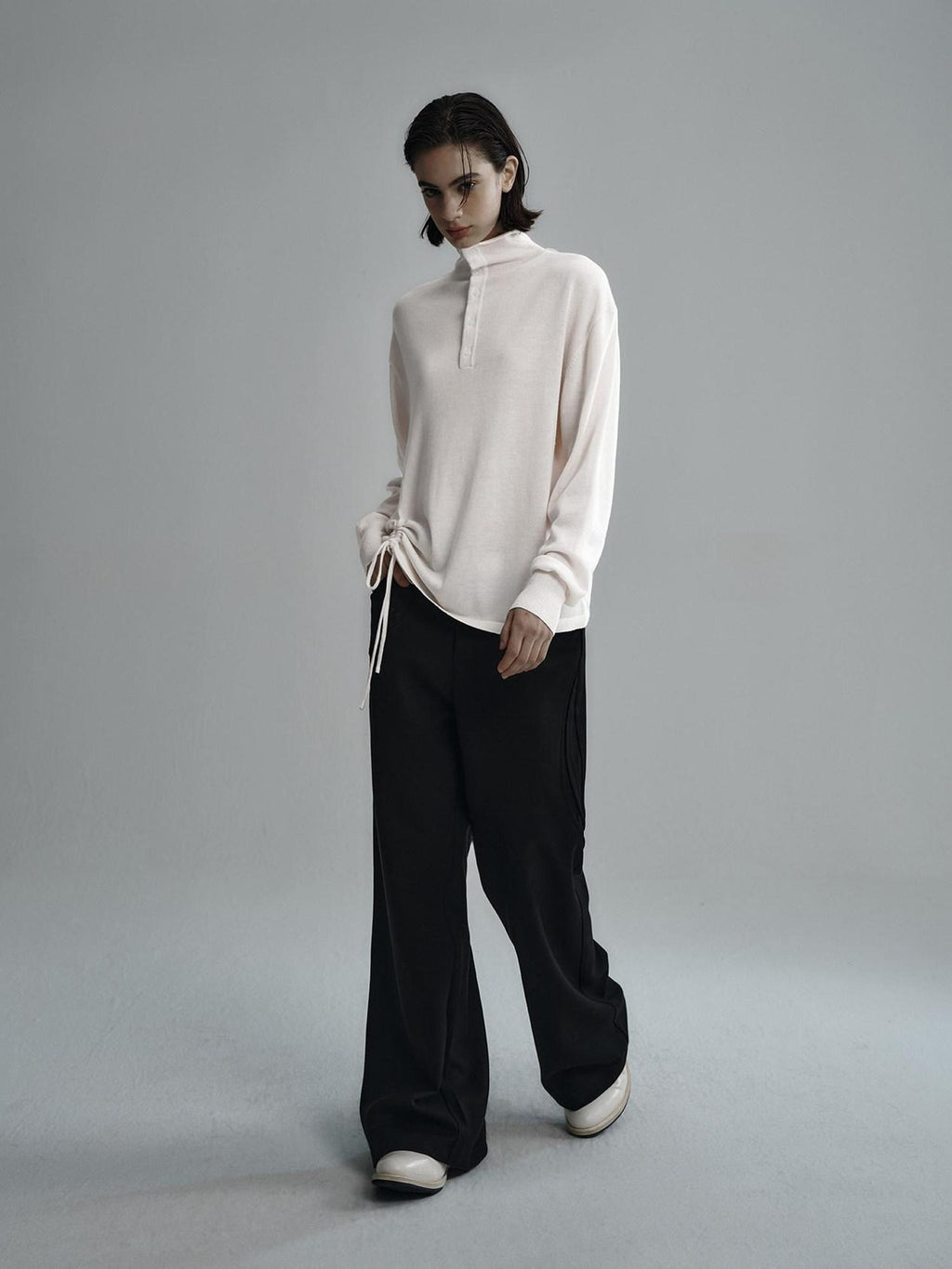 Hypeyourself Soft Wool Embroidered Oversized Casual Unisex Campus Halfneck Knit Sweaters