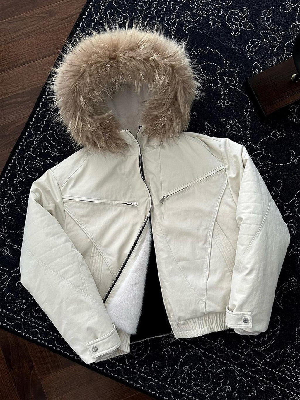CATSSTAC Three Proof Insulated Hooded Loose Casual Men Zip Front Eagle Logo Down Jackets