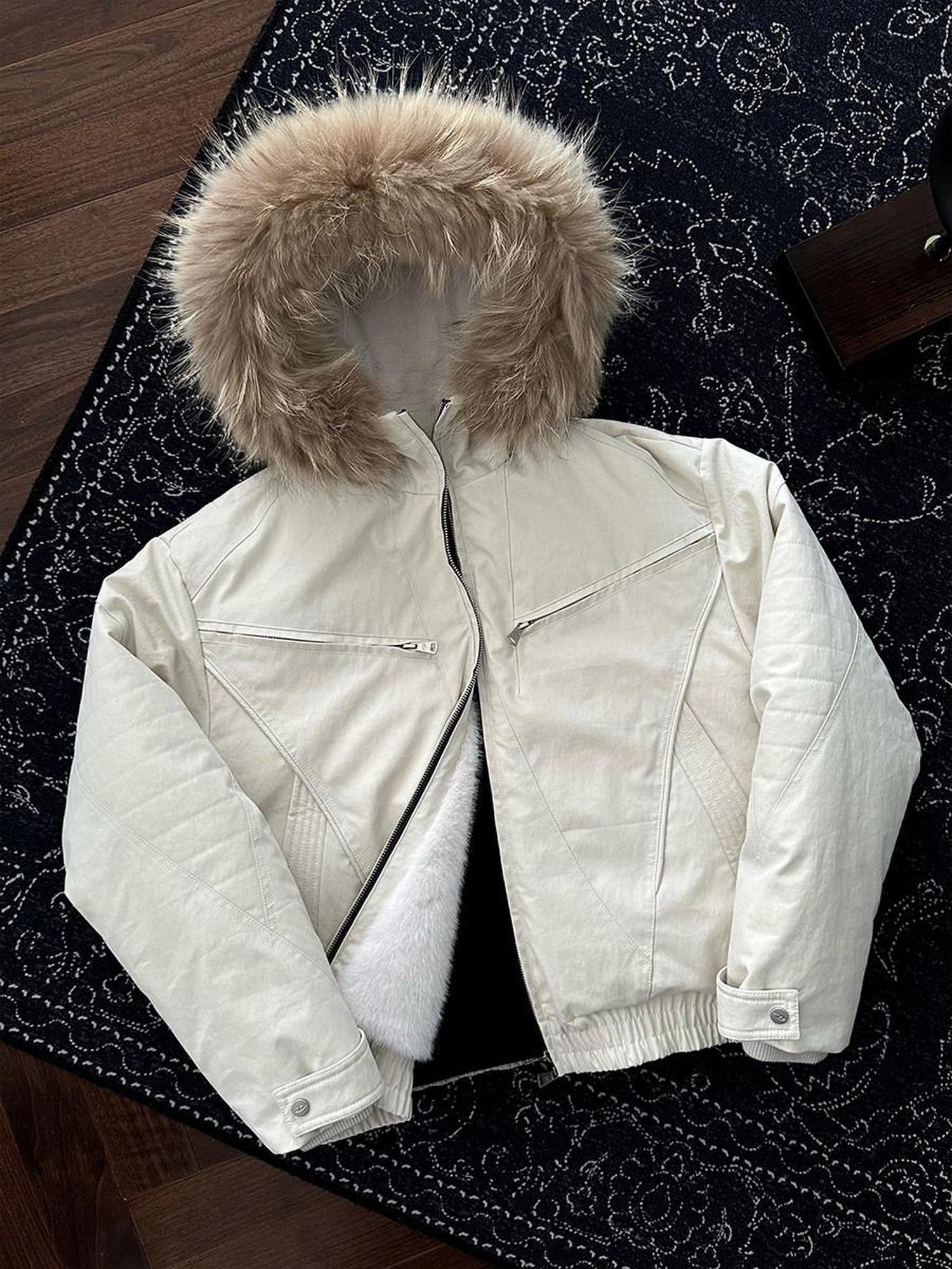 CATSSTAC Three Proof Insulated Hooded Loose Casual Men Zip Front Eagle Logo Down Jackets
