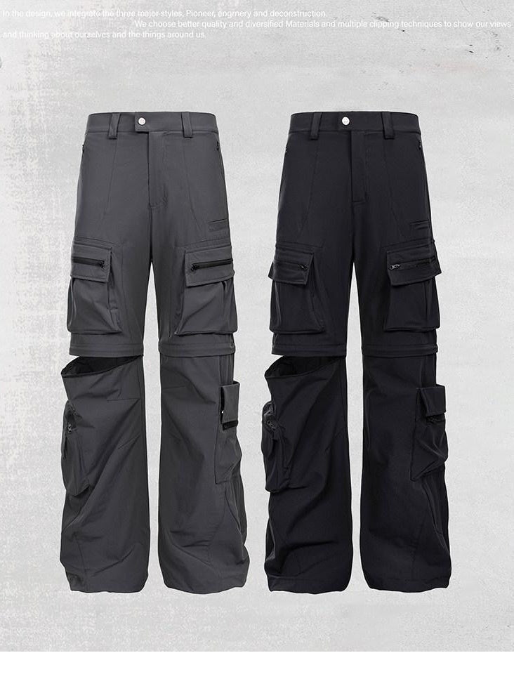 CATSSTAC Uv Blocking Loose Wide Leg Mid Rise Casual Youth Black Gray Sun Protection Pants