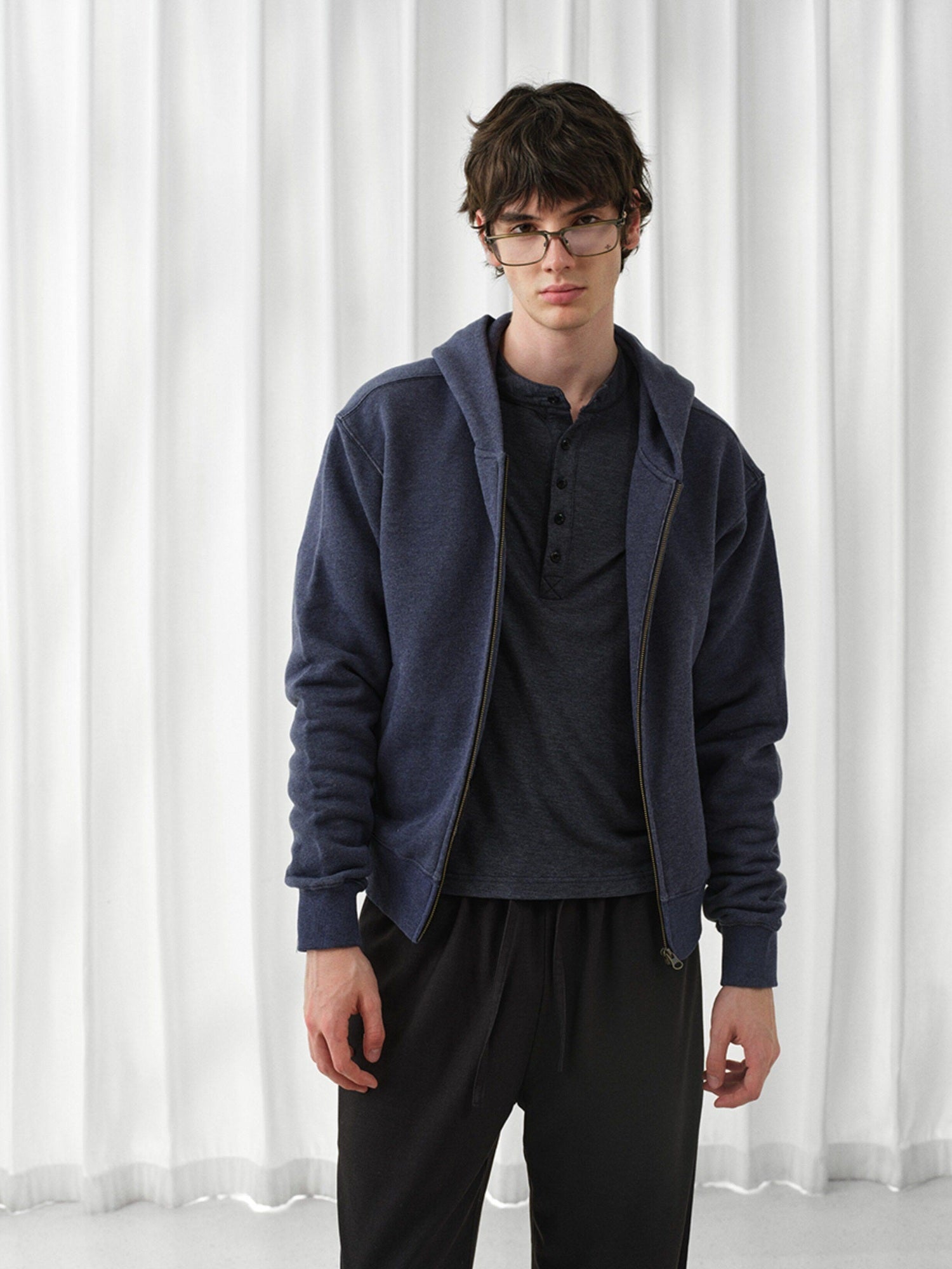 VLABMADE Wrinkle Free Lyocell Wool Relaxed Henley Unisex Citywalk Long Sleeve T-Shirts
