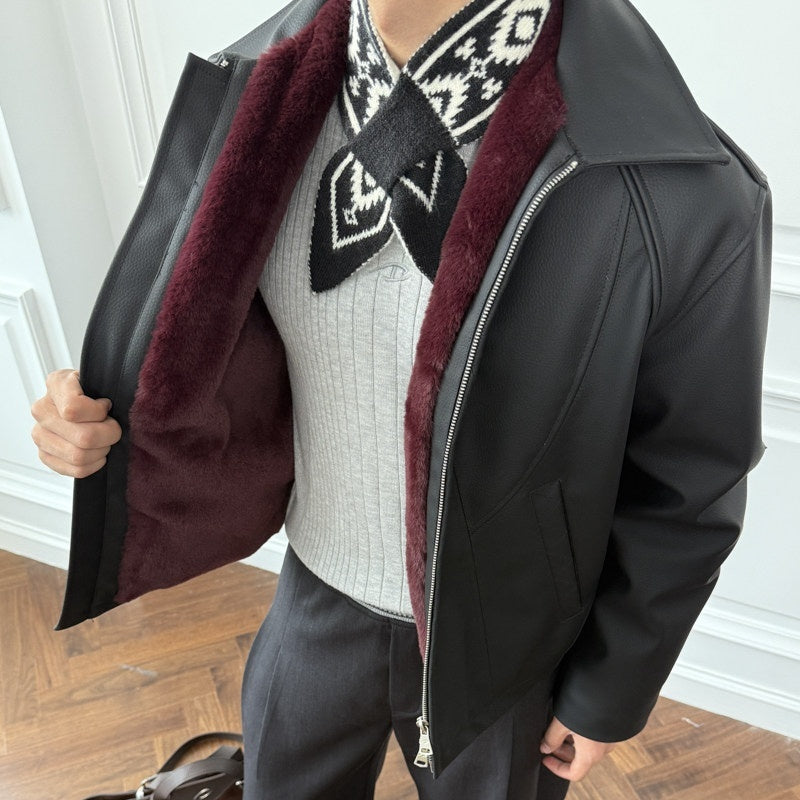 CATSSTAC_Oversized_Mountain_Embossed_Lapel_Zip_Casual_Unisex_Thick_Leather_Jackets_MISSTT