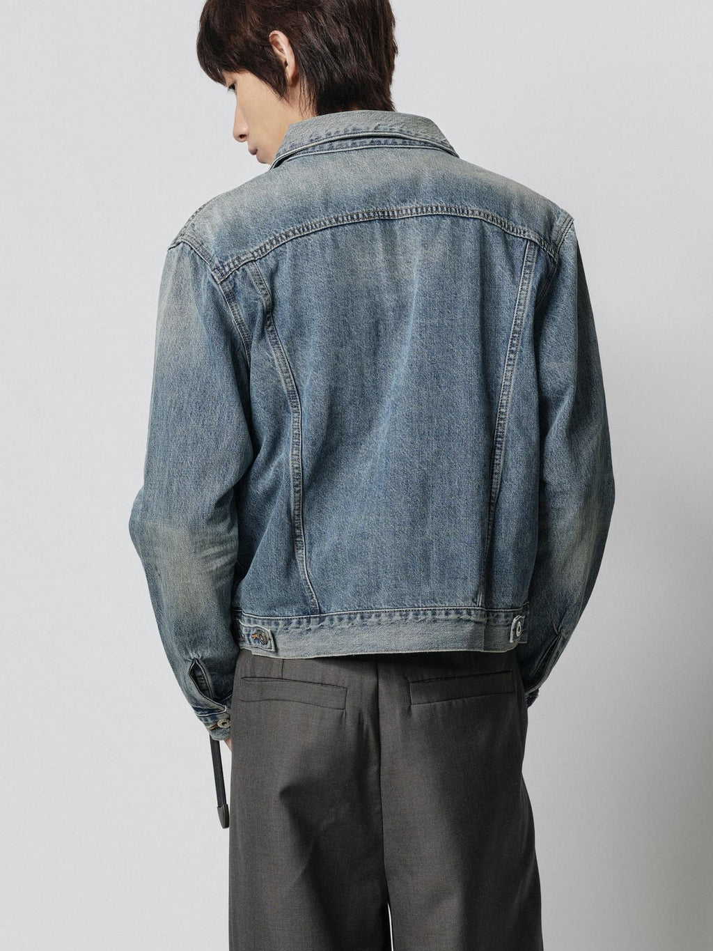4JUNKS 100% Cotton Cropped Oversized Unisex Sun Faded Blue Wave Denim Jackets