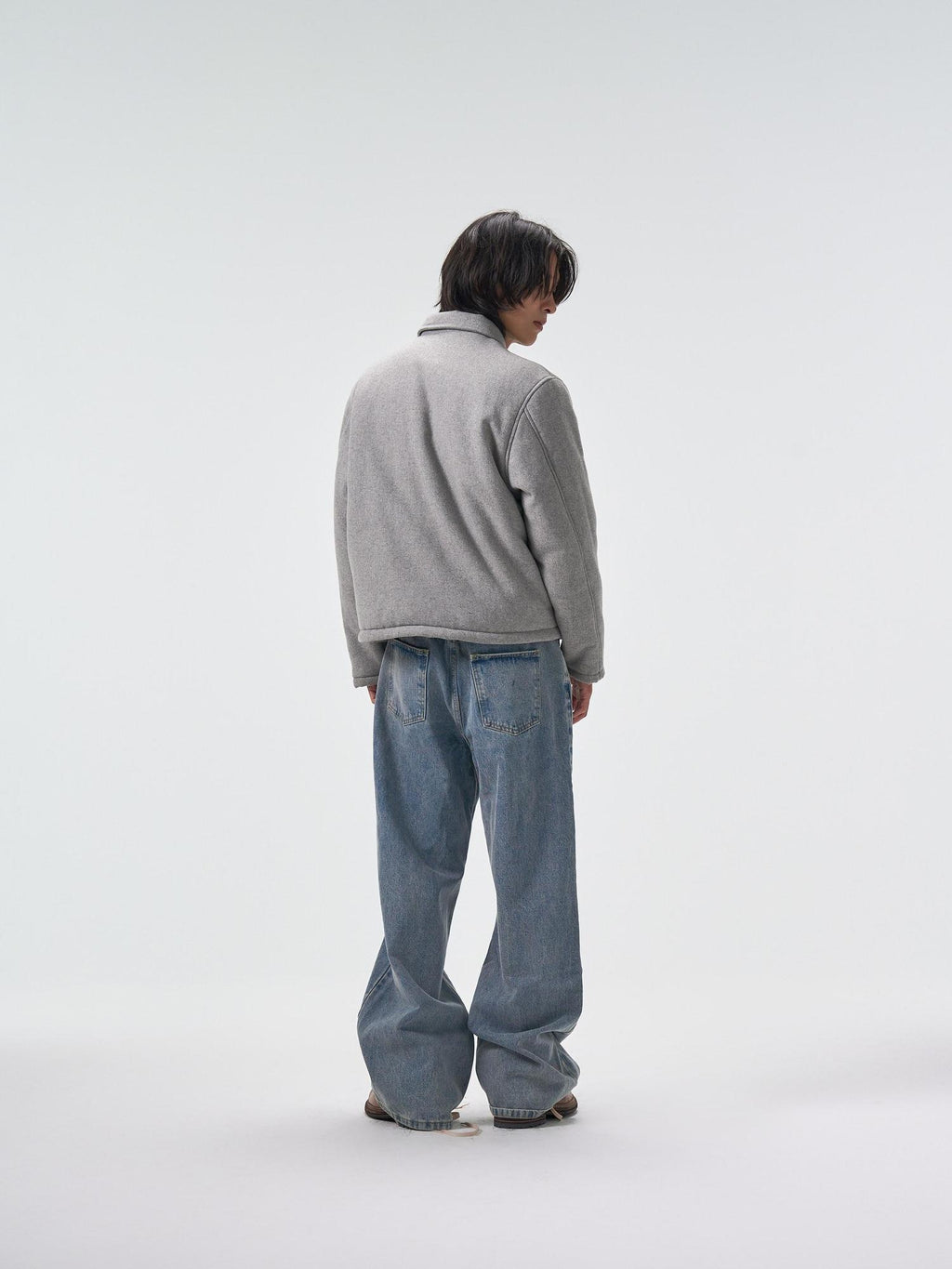 4JUNKS 90 Percent White Duck Down Warm Embroidered Workwear Short Men Gray Down Jackets