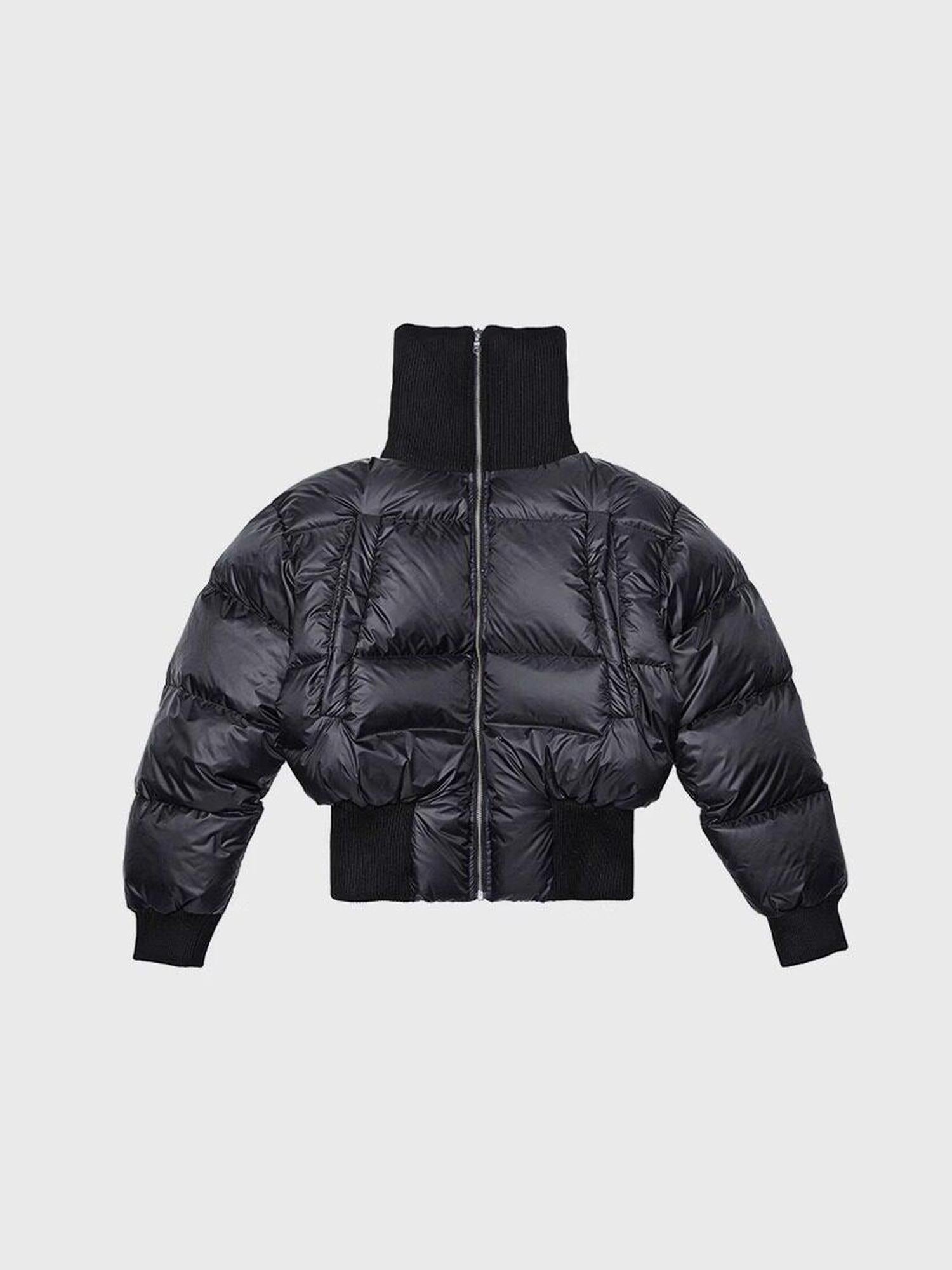 4JUNKS 95% White Duck Down 500G Thick Ribbed Hem Slim Youth Black Nylon Down Jackets