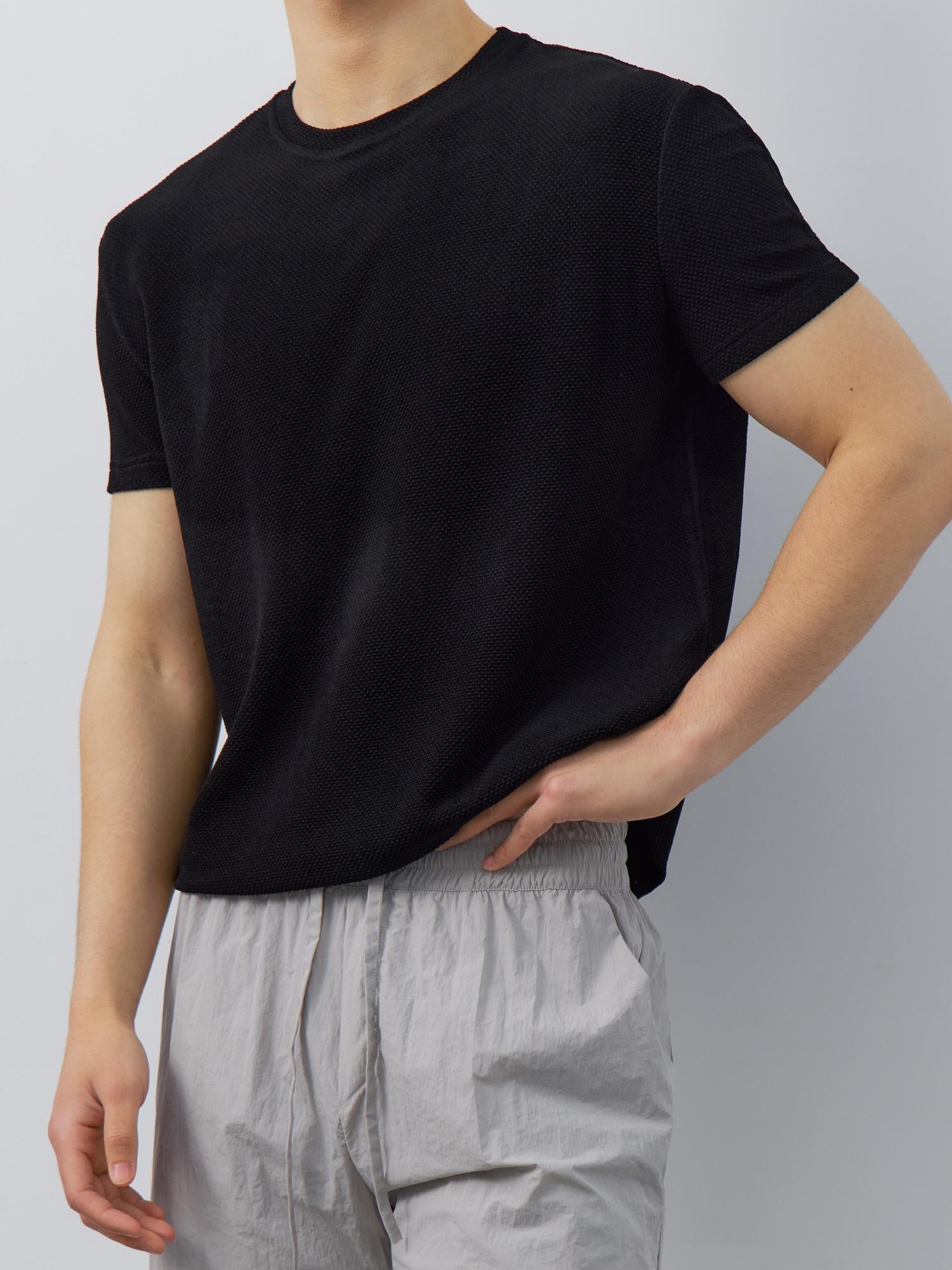 4JUNKS Breathable Acetate Blend Slim Fit Crew Neck Unisex Solid Short Sleeve T-Shirts
