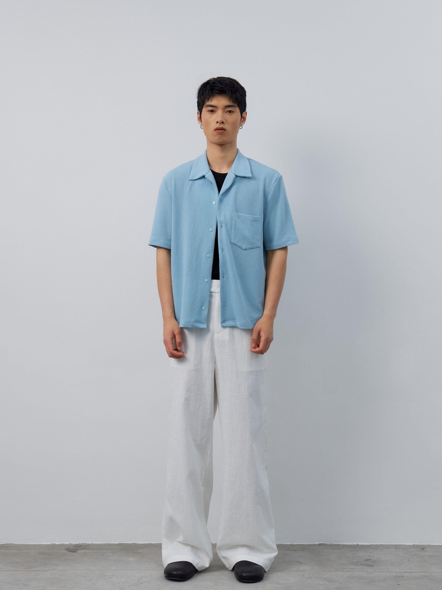 4JUNKS Breathable Recycled Blend Loose Fit Cuban Collar Unisex Diamond Shirts
