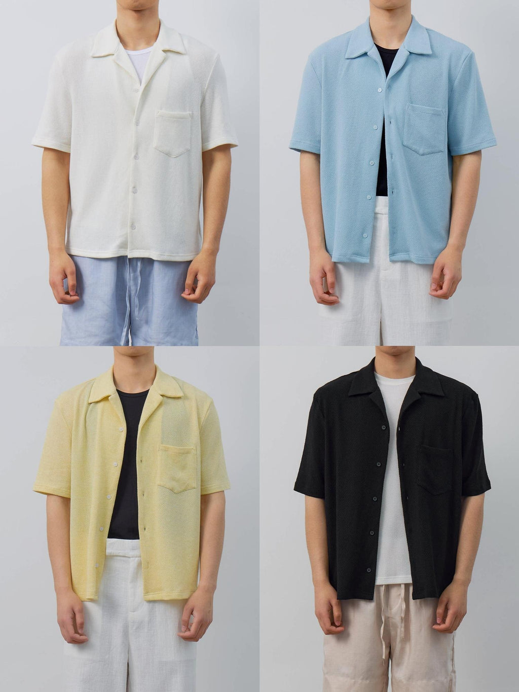 4JUNKS Breathable Recycled Blend Loose Fit Cuban Collar Unisex Diamond Shirts