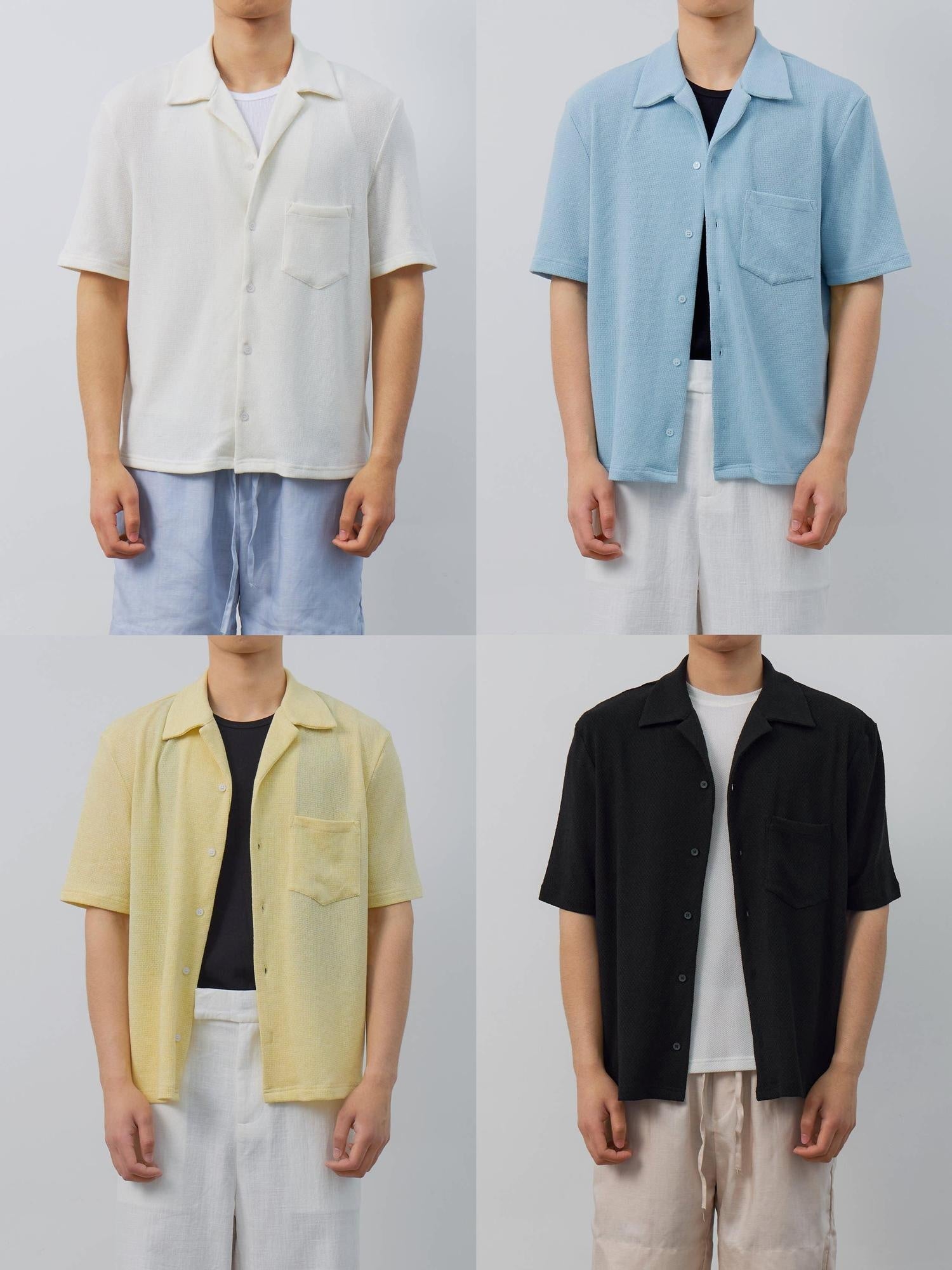 4JUNKS Breathable Recycled Blend Loose Fit Cuban Collar Unisex Diamond Shirts