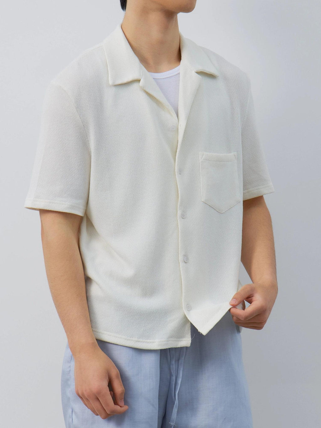 4JUNKS Breathable Recycled Blend Loose Fit Cuban Collar Unisex Diamond Shirts