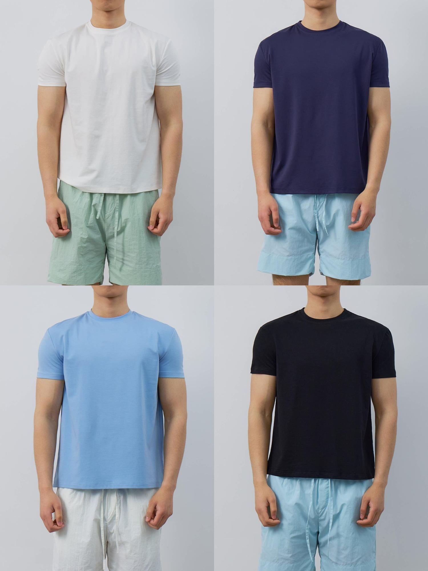 4JUNKS Breathable Recycled Fabric Slim Fit Crew Neck Unisex Solid Short Sleeve T-Shirts